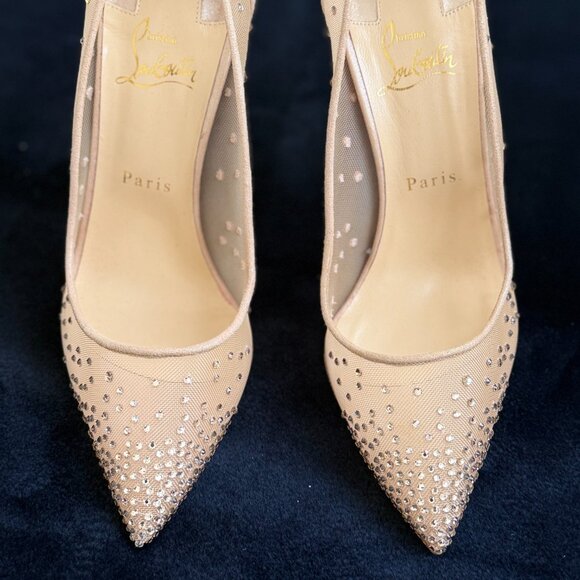 Christian Louboutin Follies 100MM Mesh Strass Pumps - Picture 3 of 6